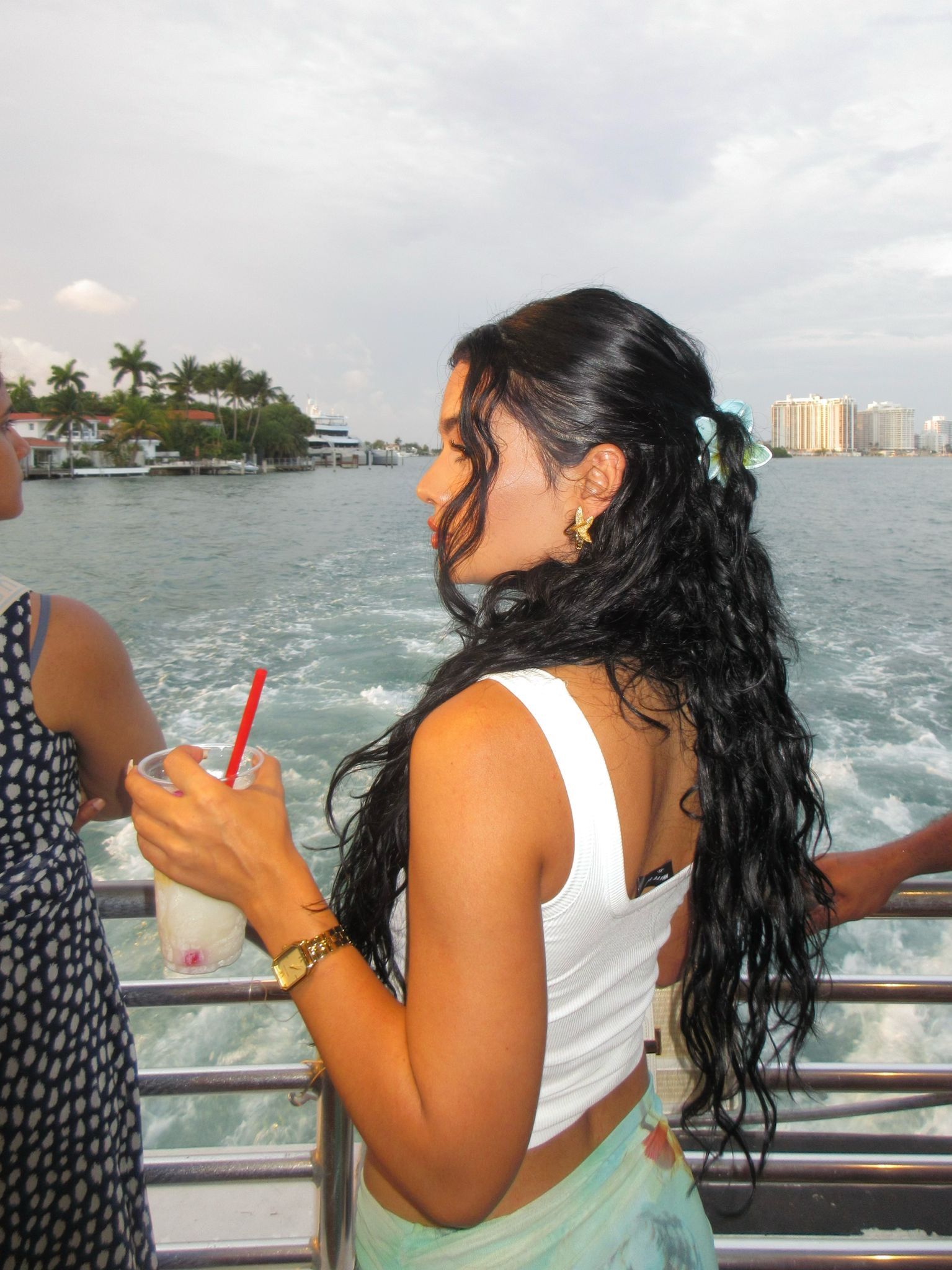 Passenger enjoying a Mojito a local from Miami, enjoying a discounted Miami Bayside Cruise