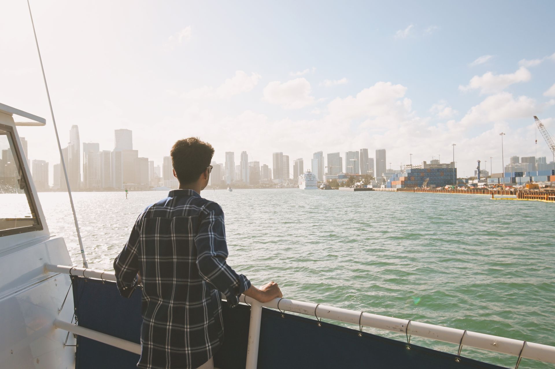 The Miami skyline seen from the Miami boat tour Route Map