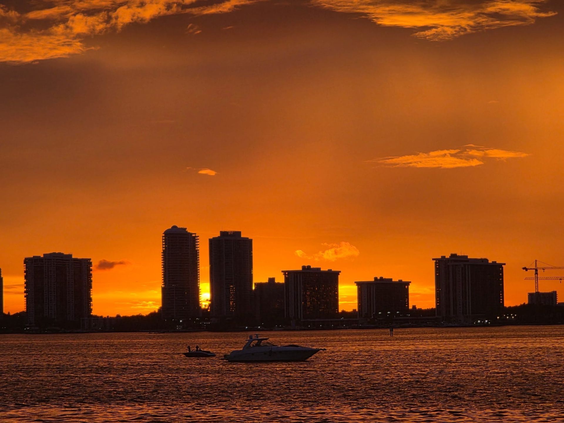 Beautiful Sunset in Miami Seen from Miami Beach 