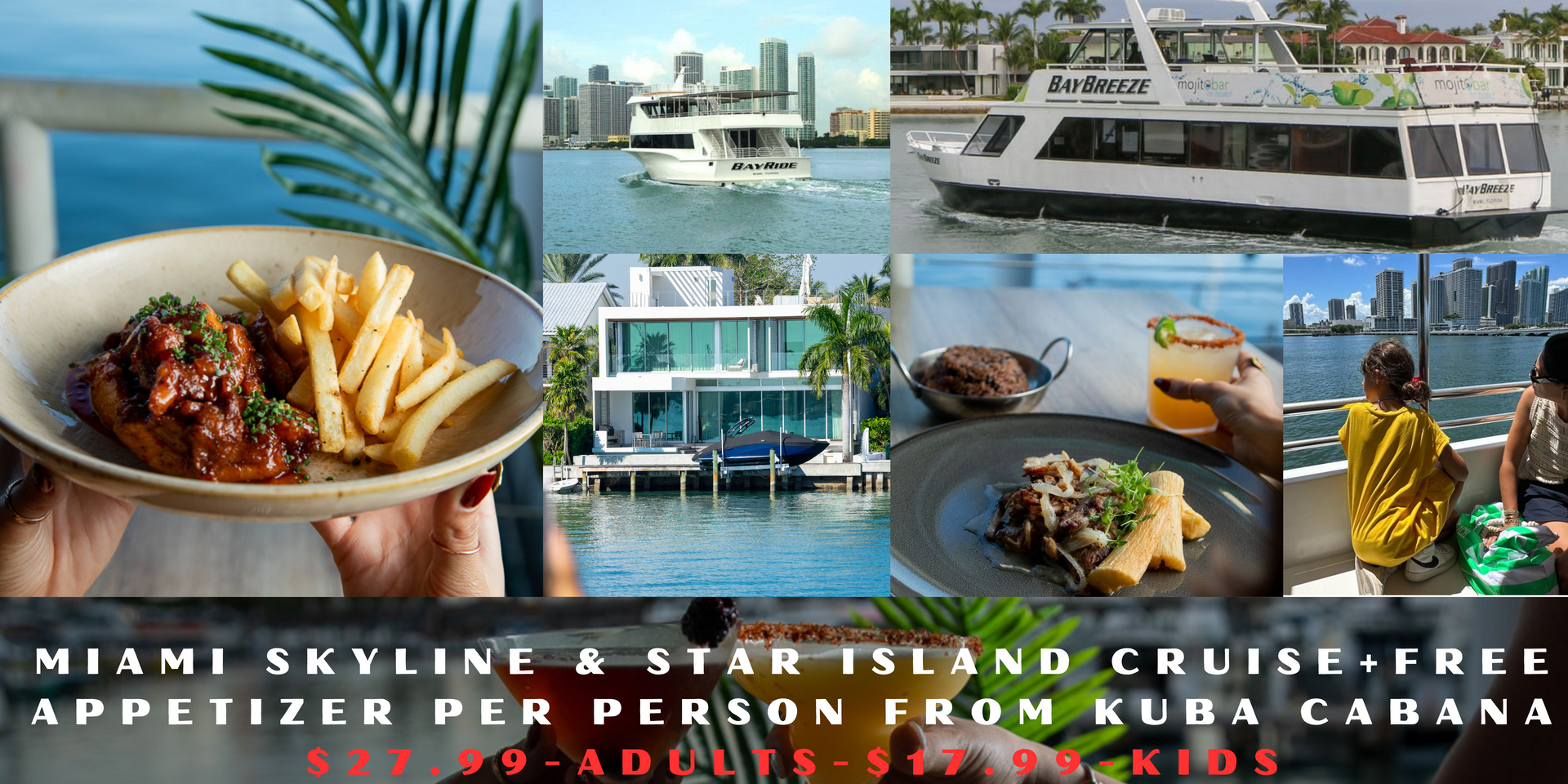 Miami Boat Tour with a free appetizer per person