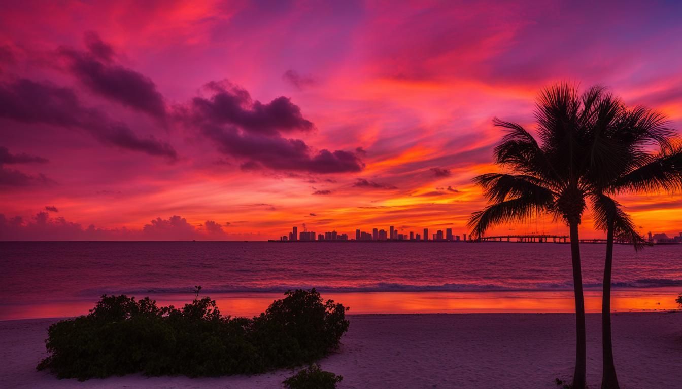 Miami Skyline at Night during Sunset!