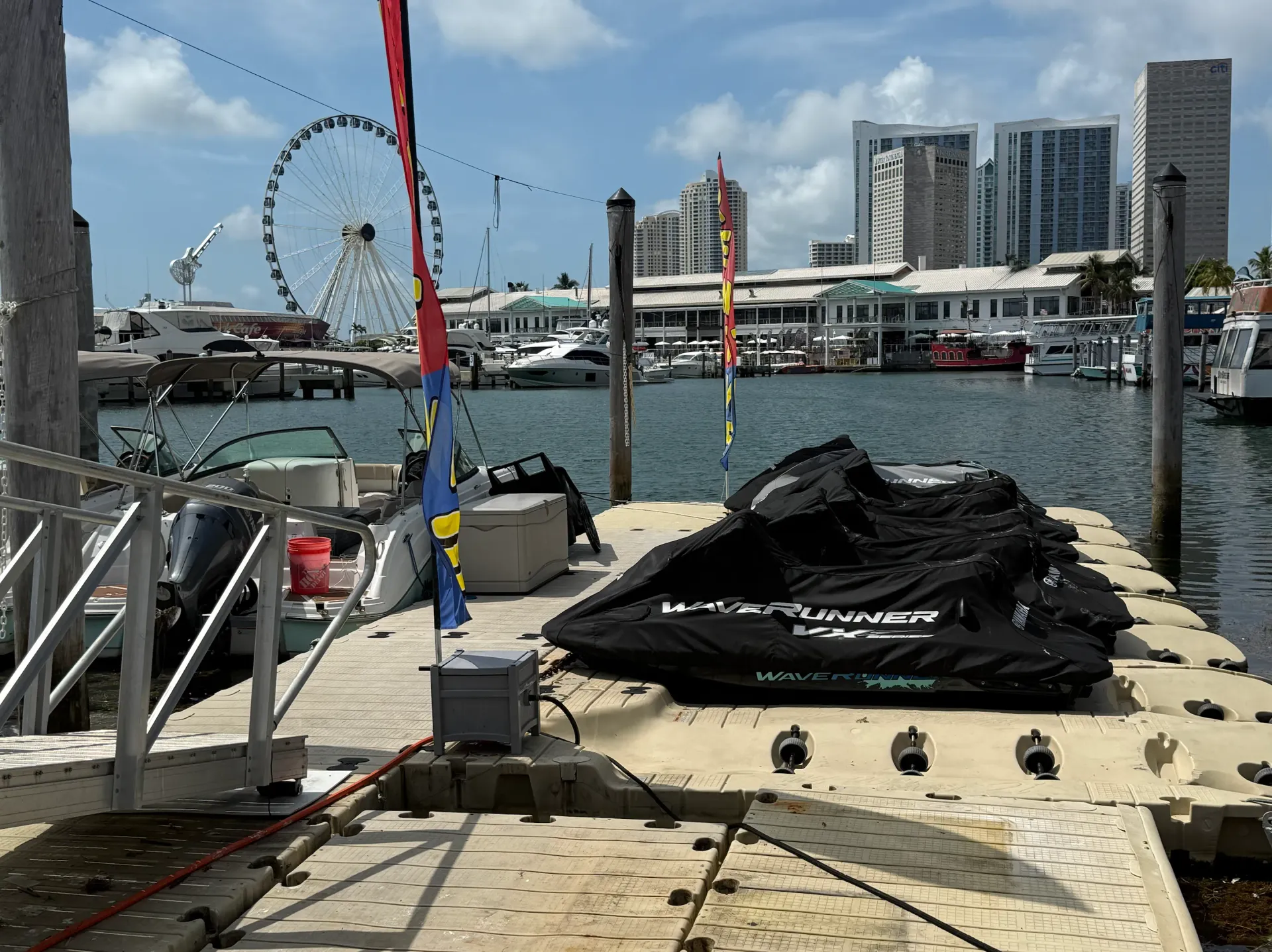 Miami Bayside Jet Ski Rentals at the Bayside Marketplace marina in Downtown Miami