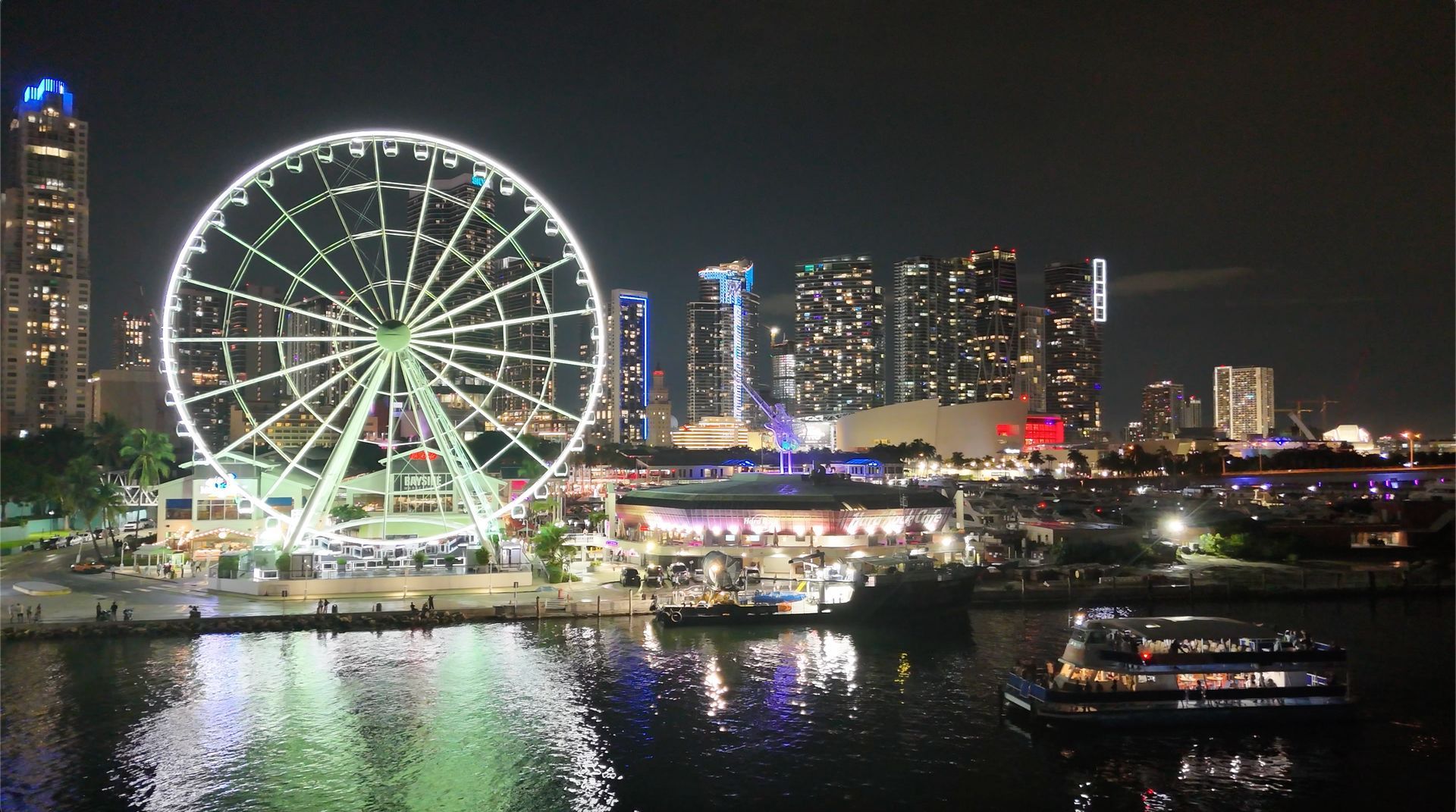 Miami five Skylines at night Cruise