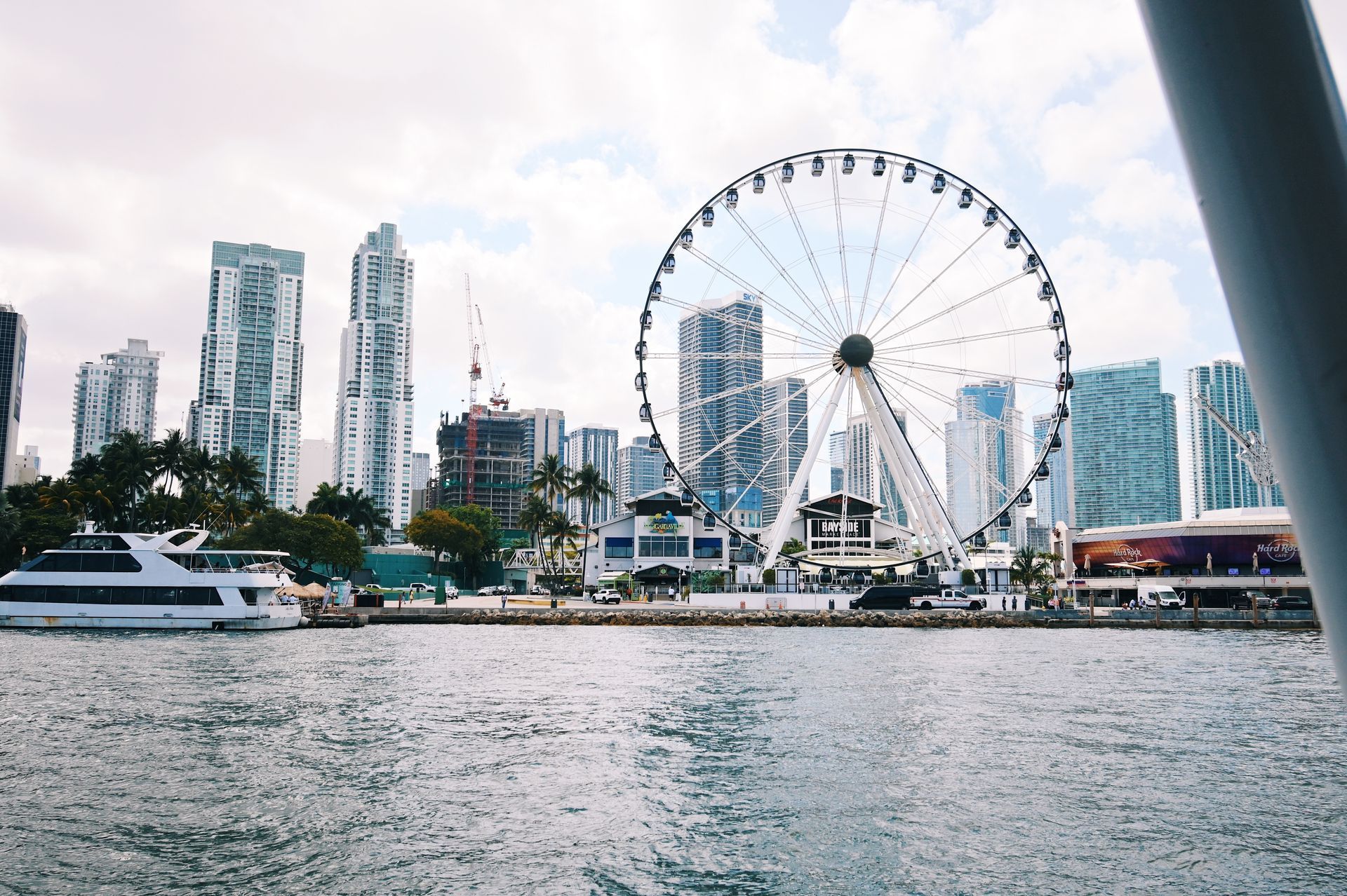 Beautiful View of the Miami Skyline of Downtown Miami seen from a Boat tour in Miami