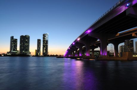 Miami Twilight Skyline Boat Tour seen from Biscayne Bay 