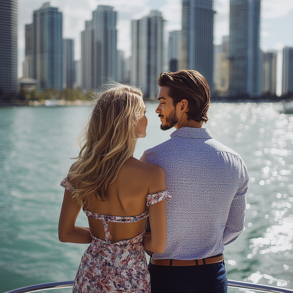Scenic views of Star Island from a boat in Biscayne Bay.
