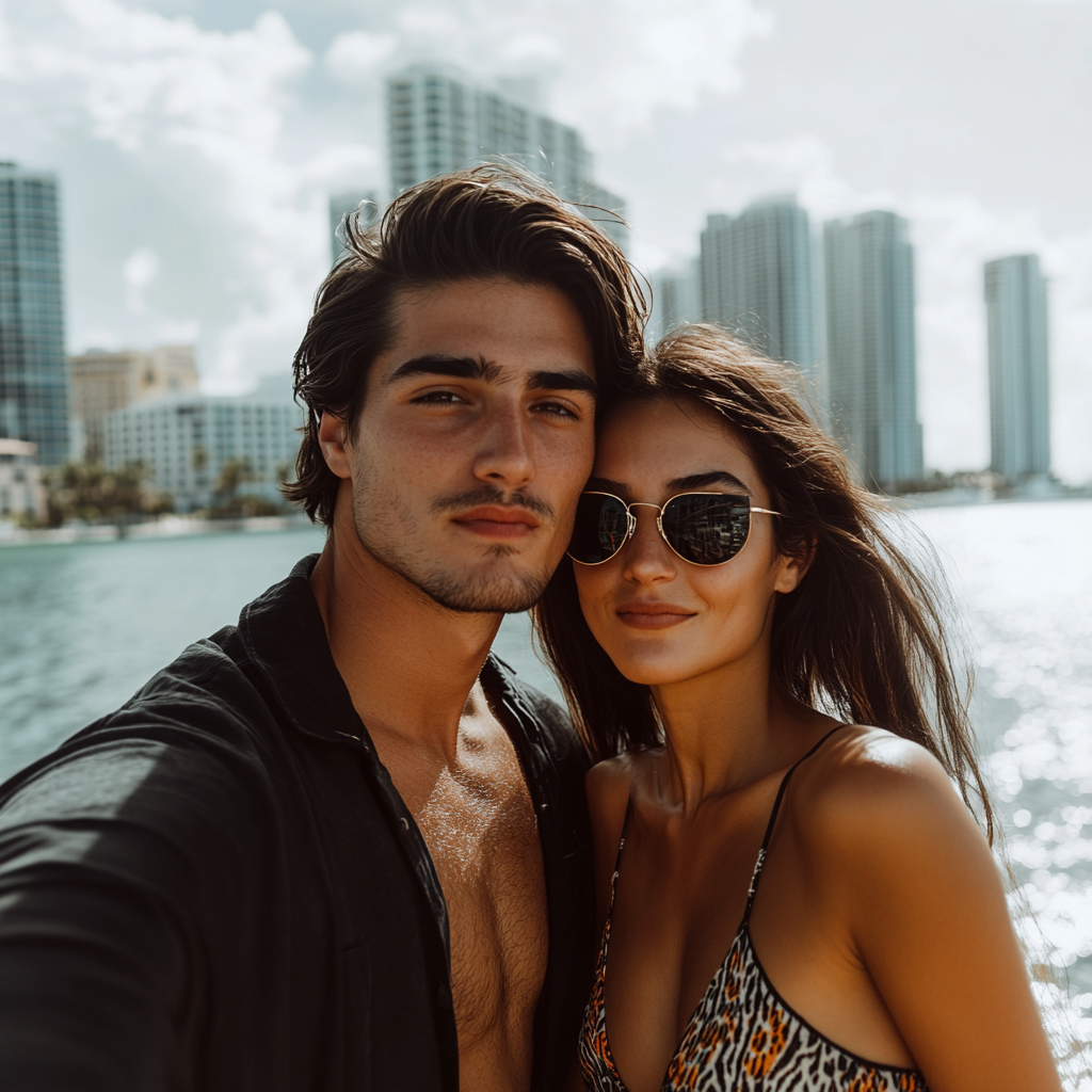 Top deck selfies with panoramic views of the Miami skyline during the day.
