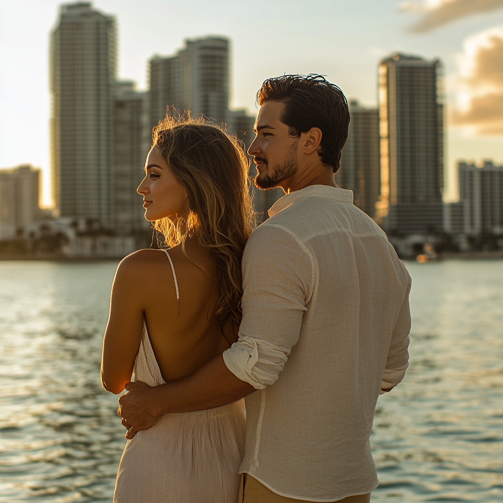 A perfect selfie spot with the Miami Skyline on a Skyline Cruise.
