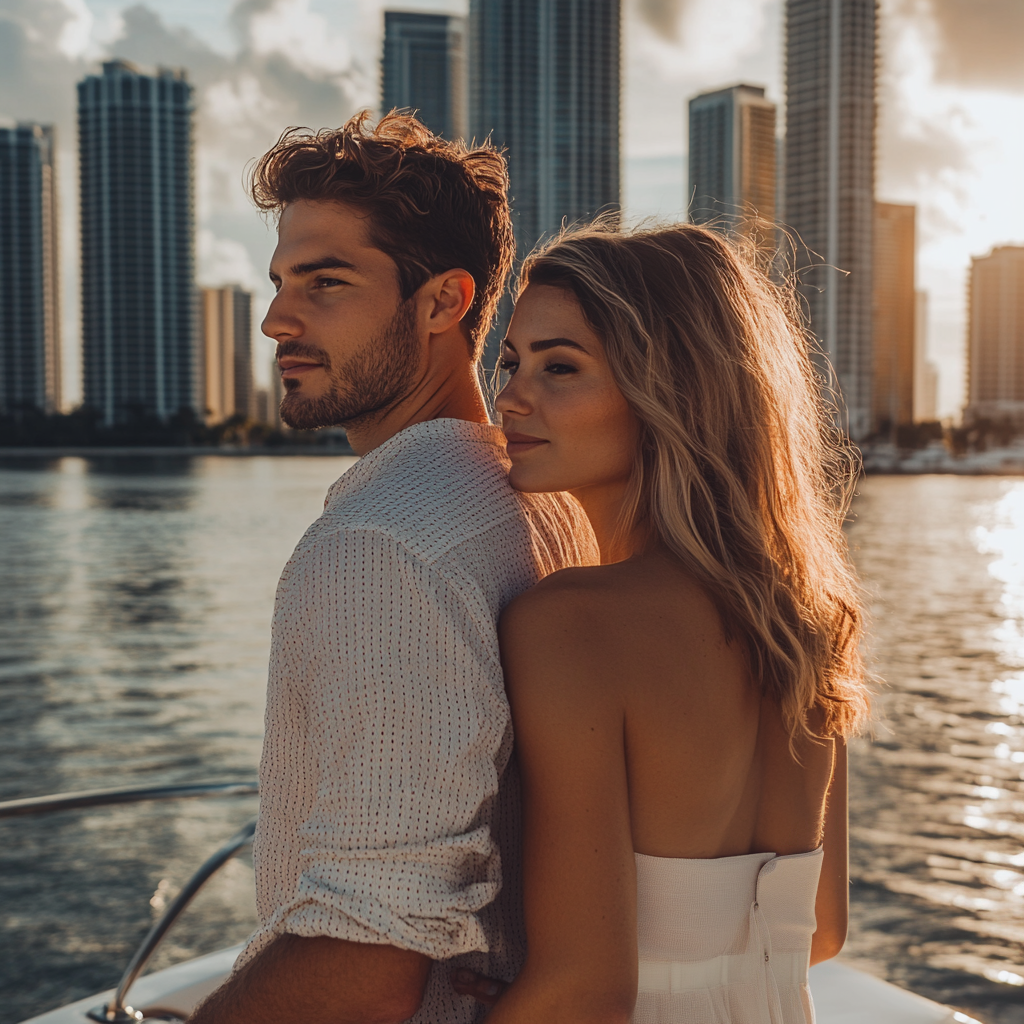 Perfect sunset over Biscayne Bay during a Miami Skyline Cruise.
