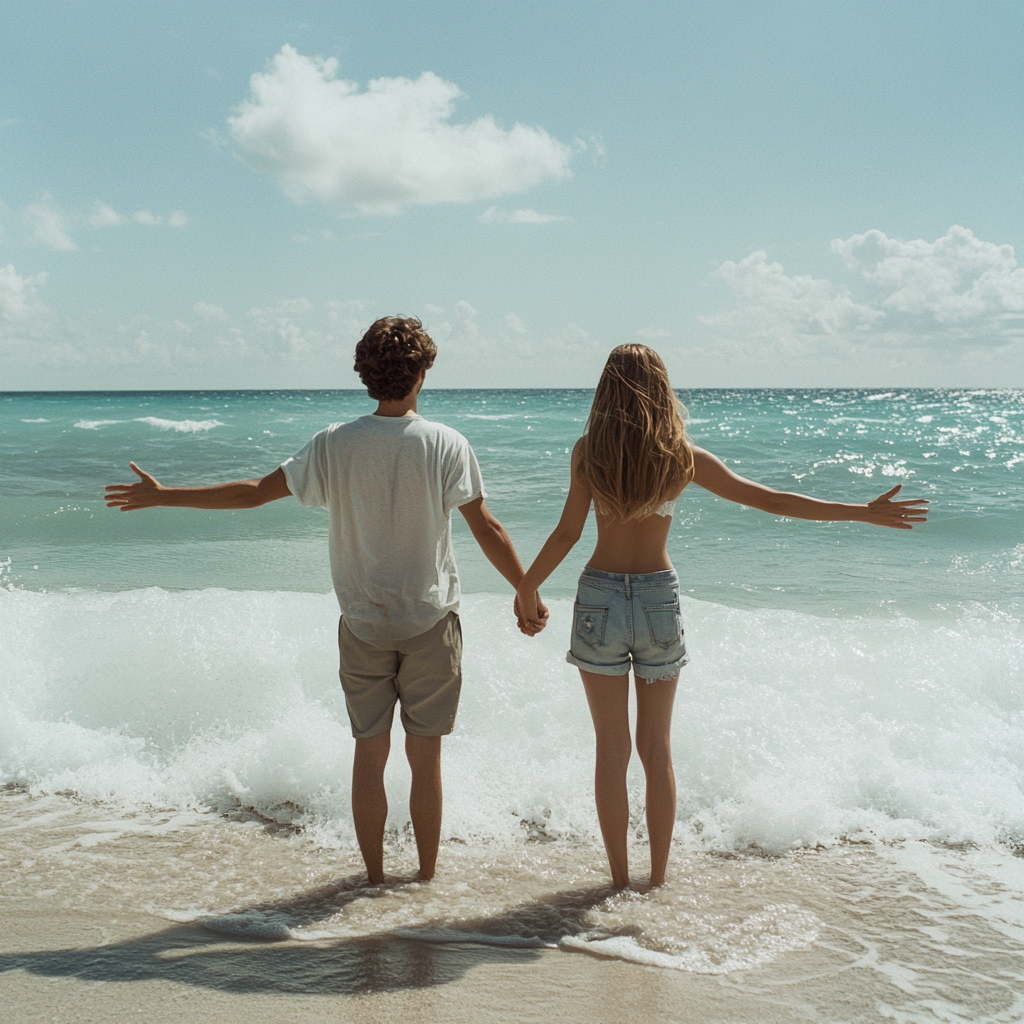 Couple in Miami Beach enjoying the beach.