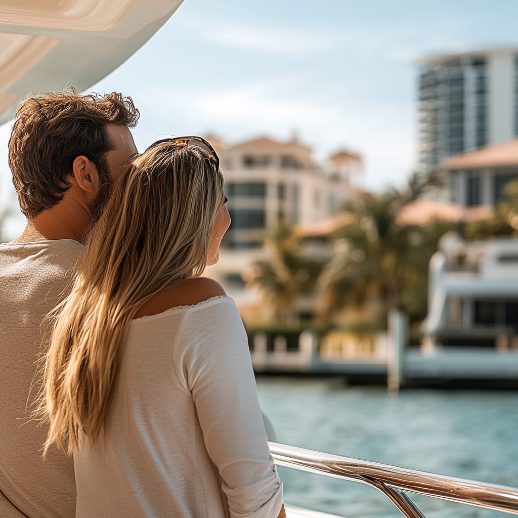 Tourists enjoying Miami Star Island Mansions.