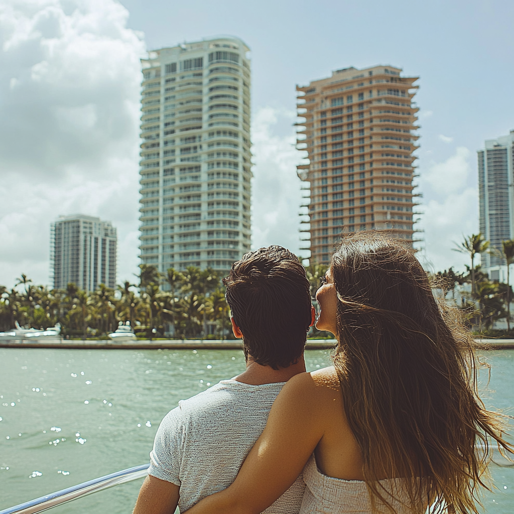 Guests enjoying open-air seating on a Biscayne Bay cruise.