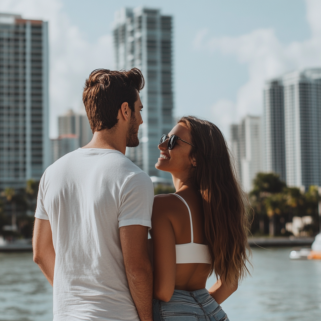 Couple enjoying a boat ride near Biscayne National Park.