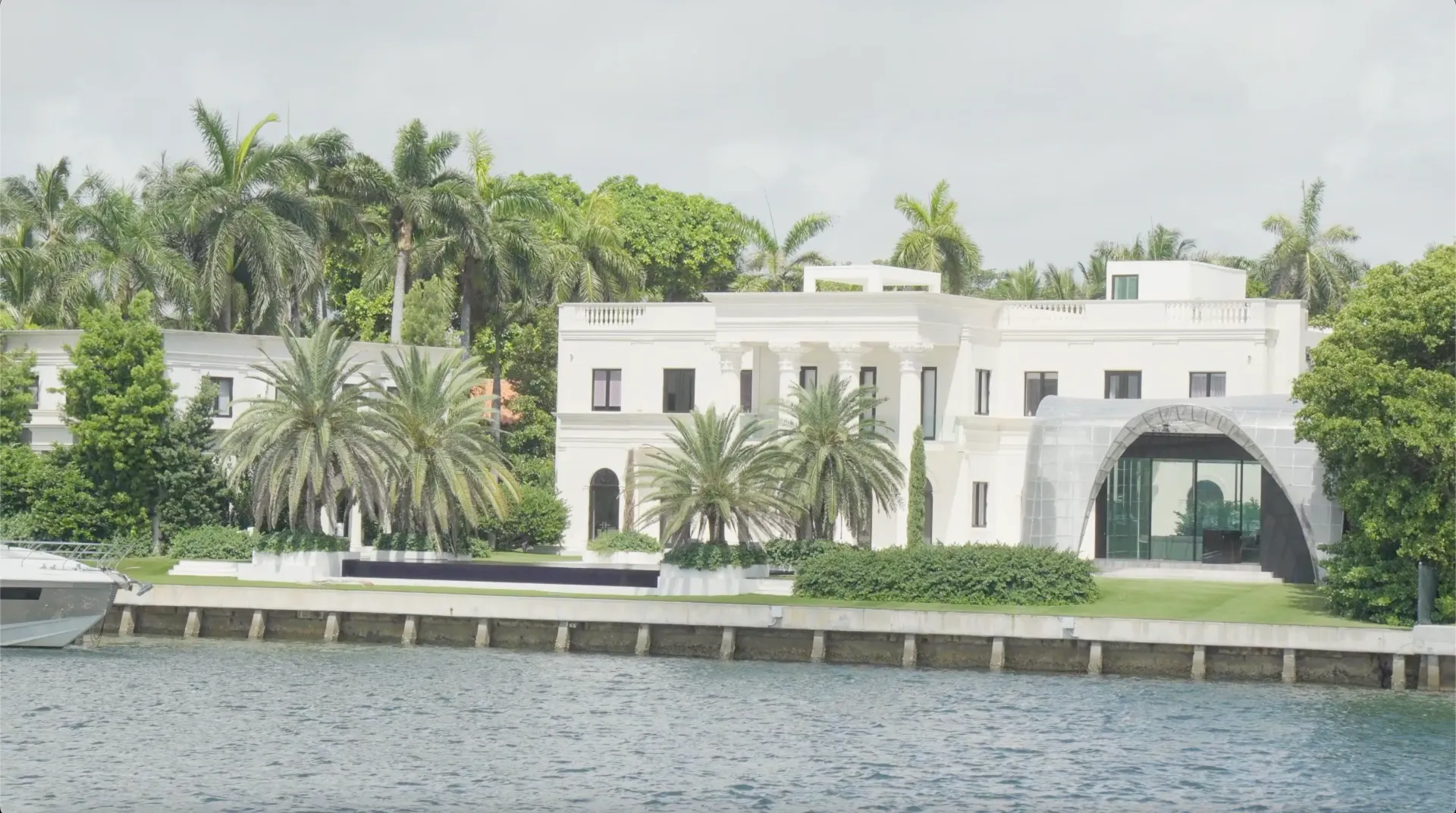 Waterfront architecture and luxury home seen during a Miami cruise.