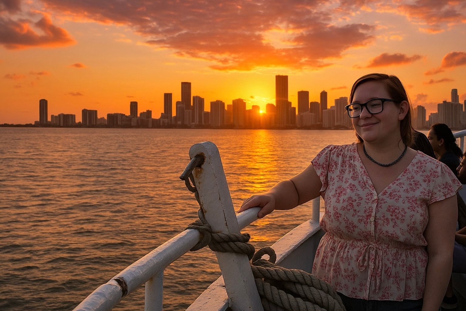 passenger on the sunset cruise in Miami