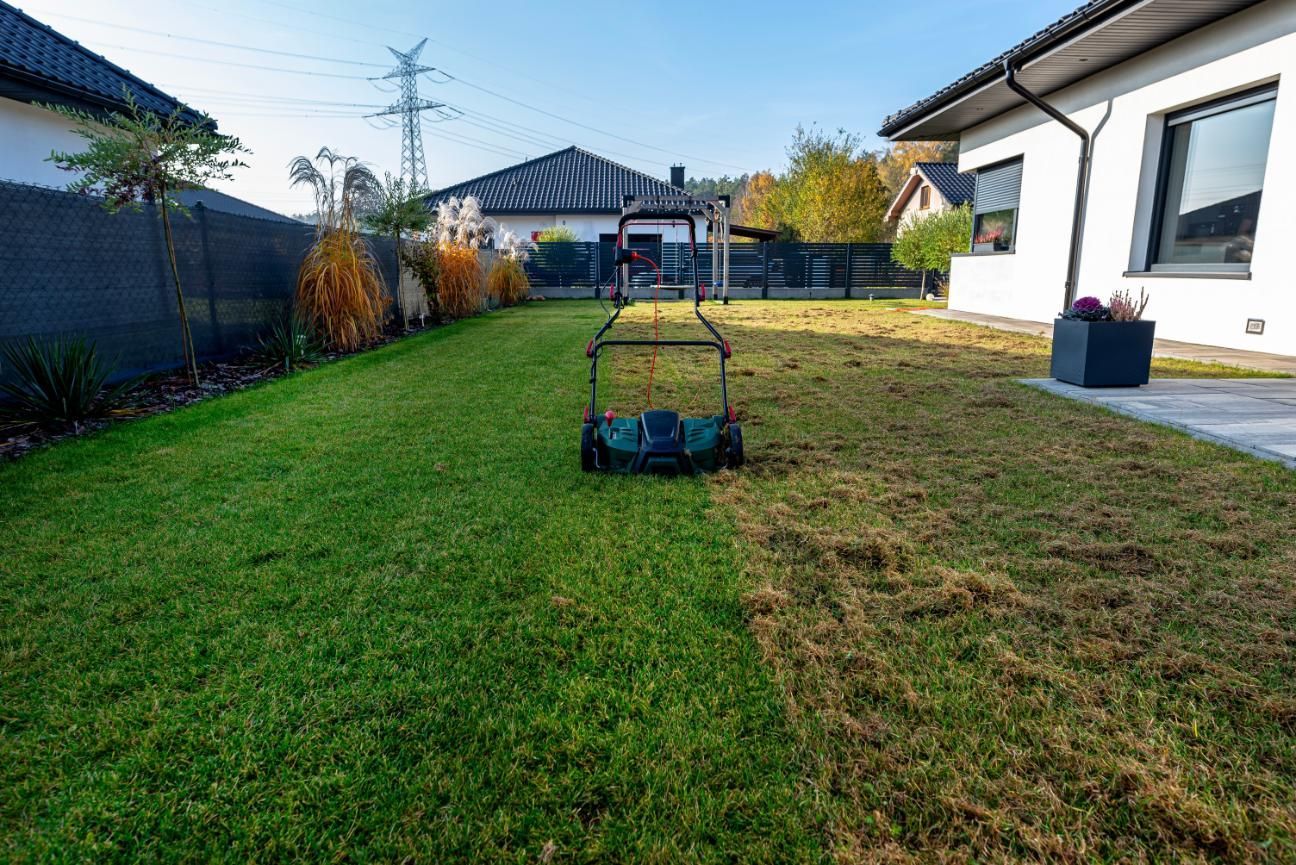 Lawn being mowed.
