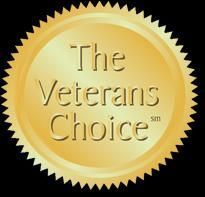 Gold award seal reading “The Veterans Choice” on a black background