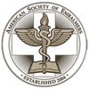 Emblem of the American Society of Hematology with a winged staff and serpents in a circular seal