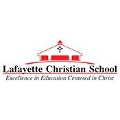 Lafayette Christian School logo with red schoolhouse and tagline “Excellence in Education Centered in Christ”