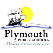 Plymouth Public Schools logo with a ship sailing before a yellow sun and the slogan “Making dreams come true”