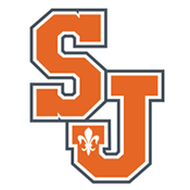 Orange and white SJ logo with a fleur-de-lis inside the J