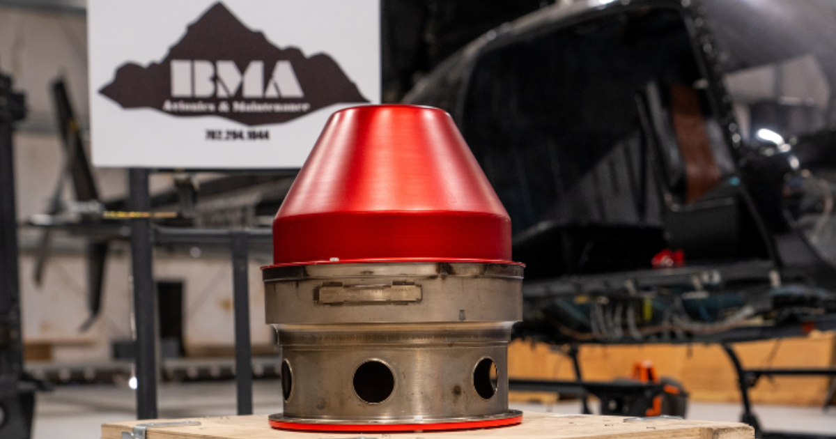 Helicopter component inside Black Mountain Aviation’s maintenance facility in Boulder City, Nevada.
