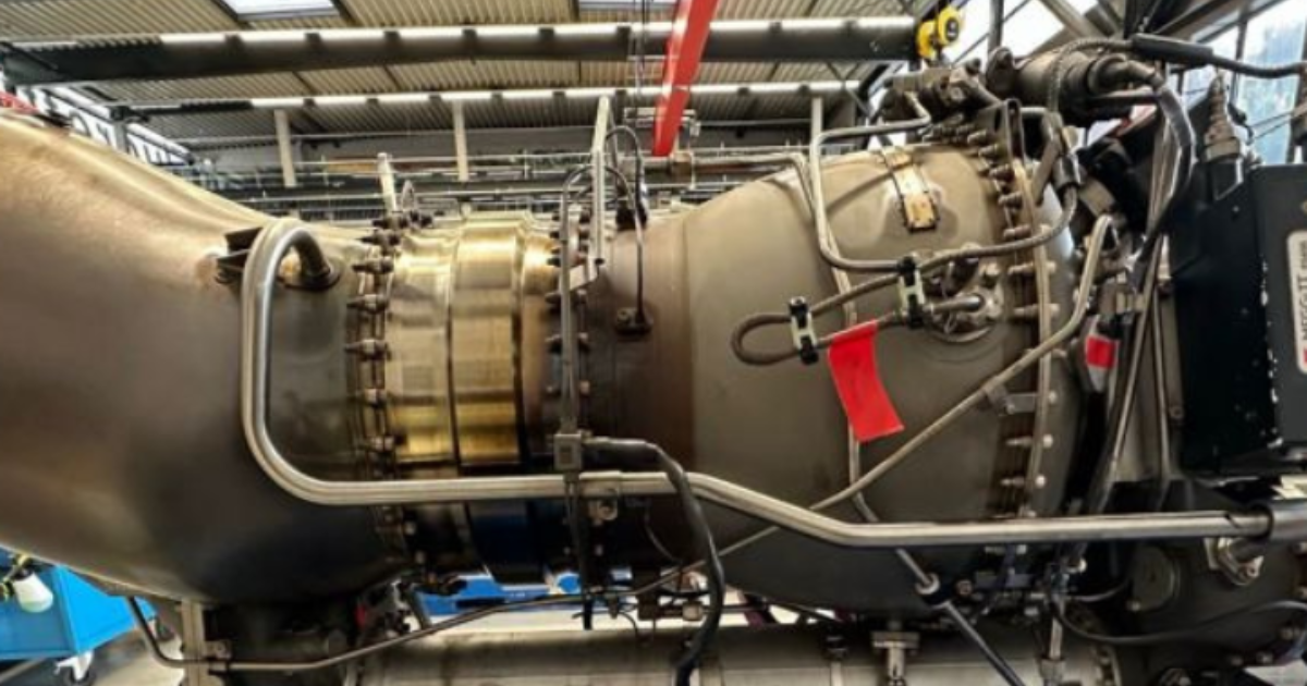 FAA-certified technician inspecting Safran Arriel engine module on Airbus helicopter in Boulder City, Nevada