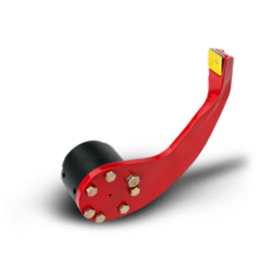 Orange impeller with angled blades and a central hub.