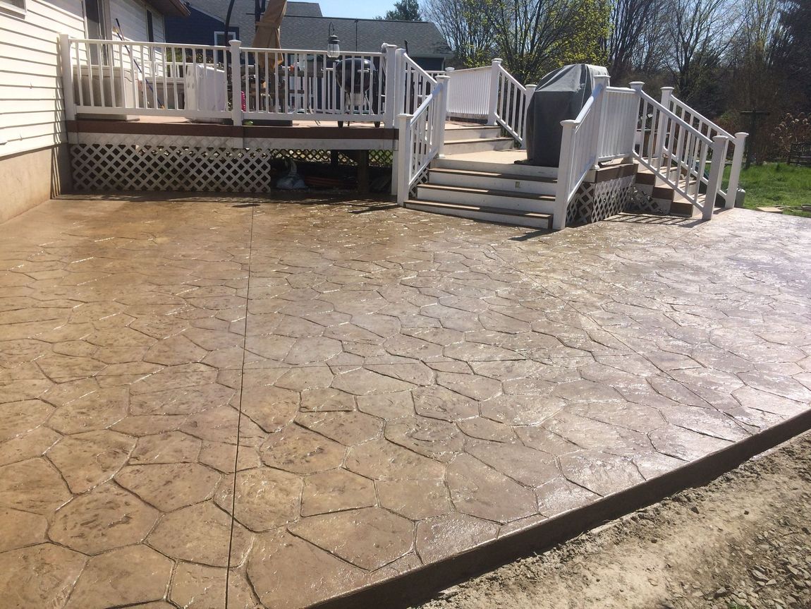 Stamped concrete patio in random stone installed in Port Deposit, Md