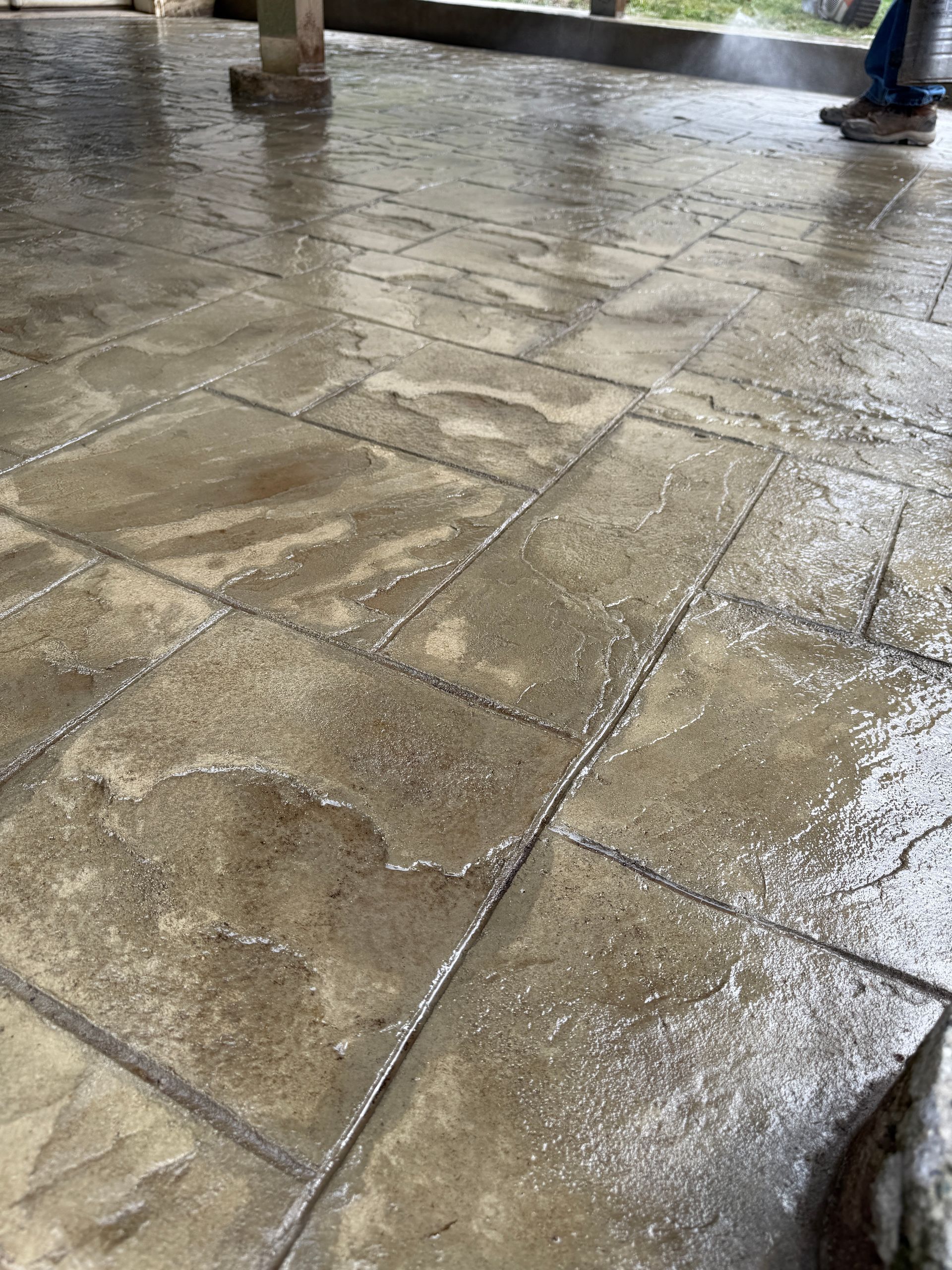 Decorative Stamped Concrete Patio by Crockett & Sons Concrete, Inc