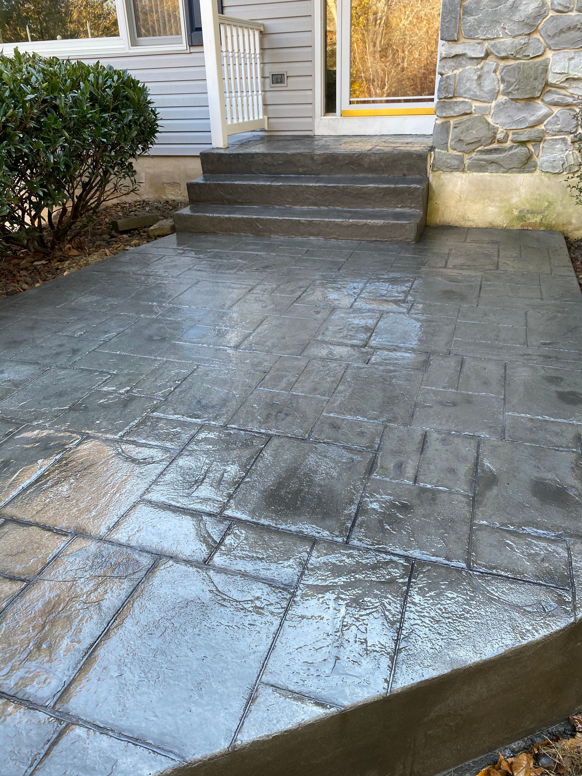 Stamped Concrete Patio & Steps Installed by Crockett & Sons in Oxford, PA