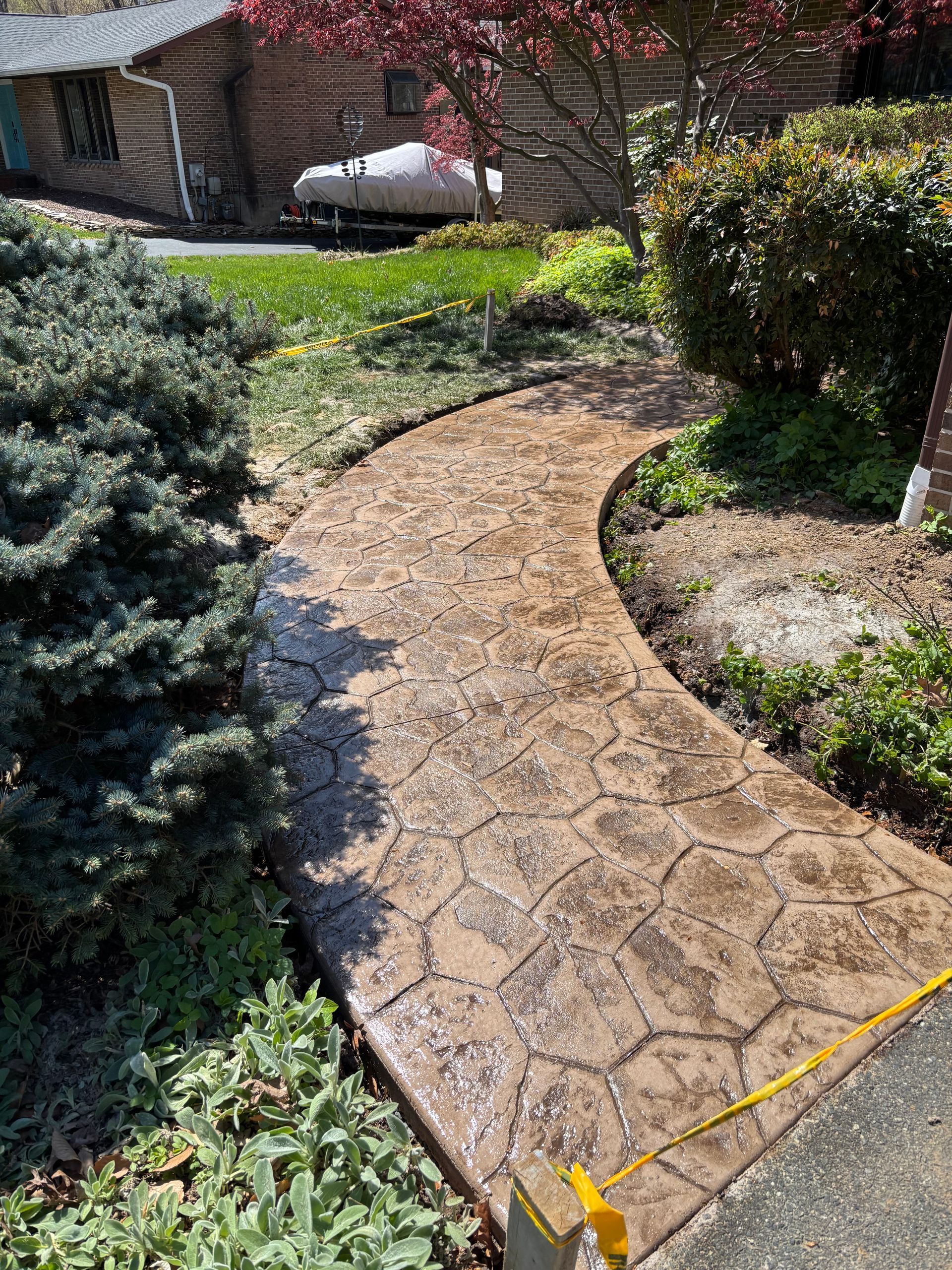 decorative concrete sidewalk installed in bel air maryland