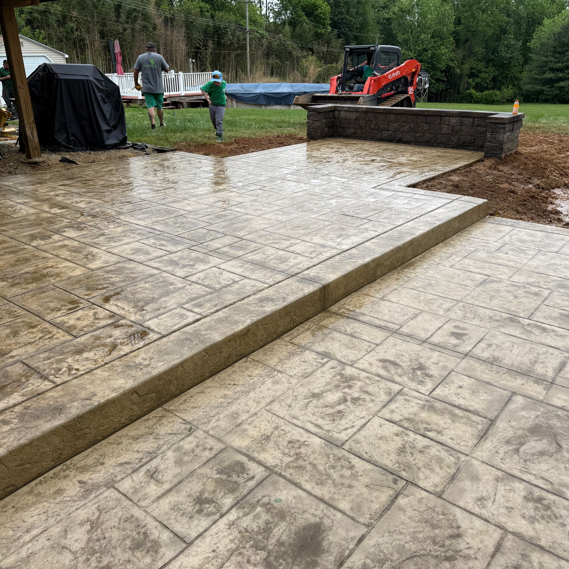 Stamped Concrete Patio Installed By Crockett & Sons Concrete on Hopewell Rd in Rising Sun, Md