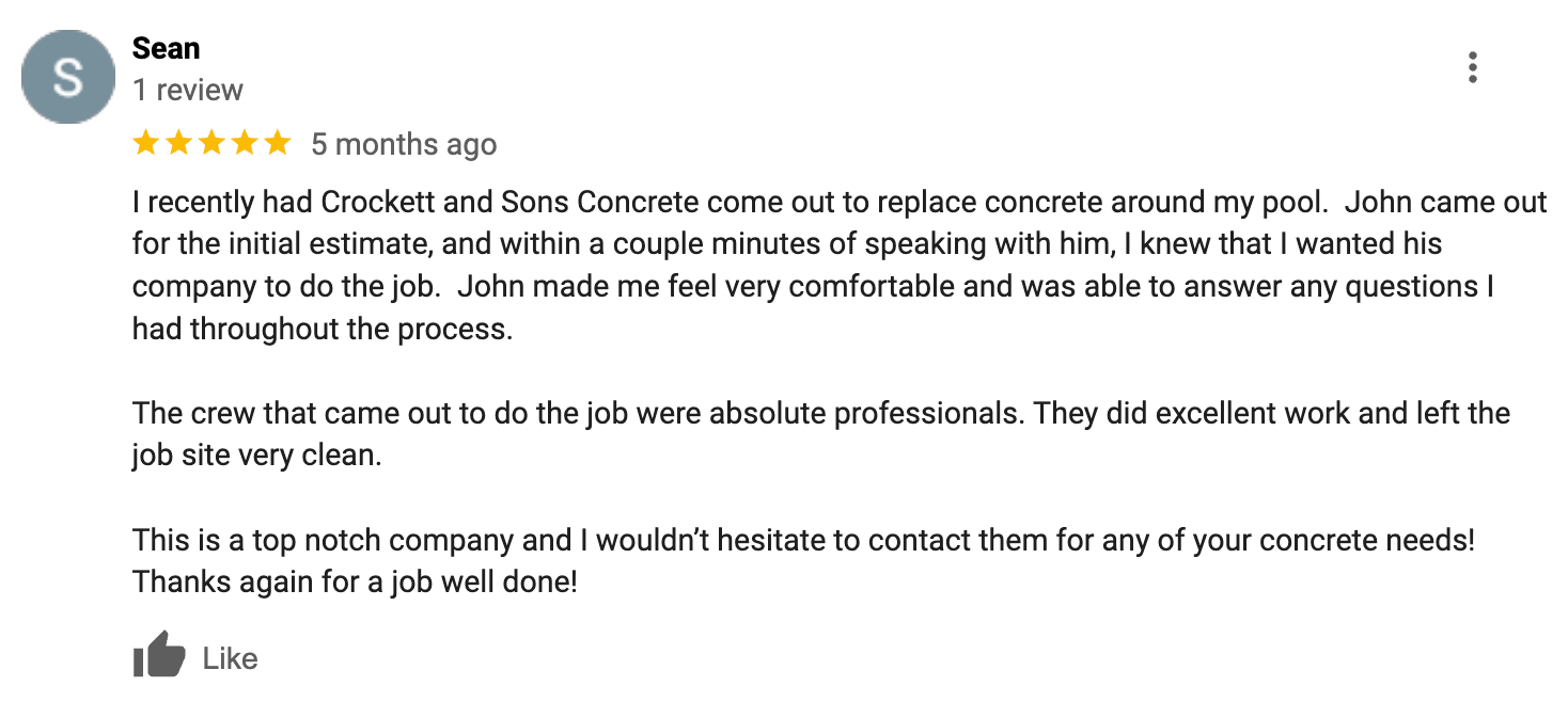 customer 5 star review