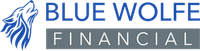 The blue wolfe financial logo has a wolf on it.