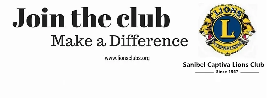 Join the club, Make a difference, Sanibel Captiva Lions Club logo.