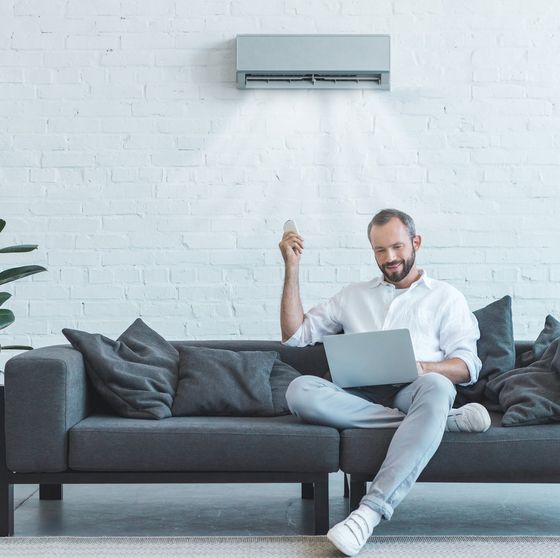 Happy Man on Home — Fredericksburg, VA — AC Experts Happy Man on Home — Fredericksburg, VA — AC Experts