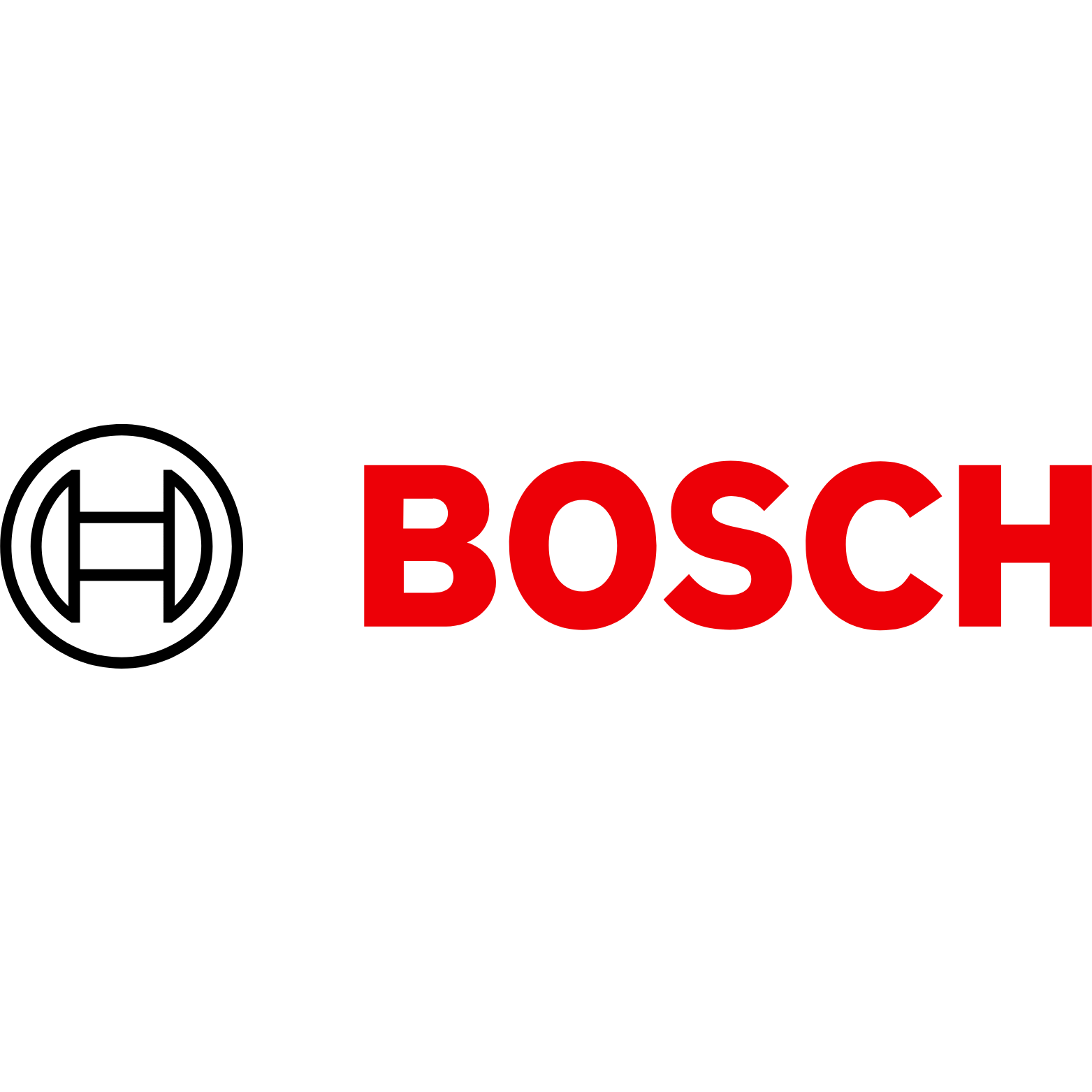 Bosch logo: white background, red "BOSCH" text, black circle containing a line and two half-circles.