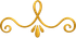 Gold ornamental flourish with curled ends and teardrop accents on a white background