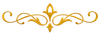 Gold ornamental flourish with symmetrical swirls and a central fleur-de-lis on a white background