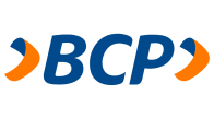 Logotipo de BCP en azul y naranja sobre fondo blanco.