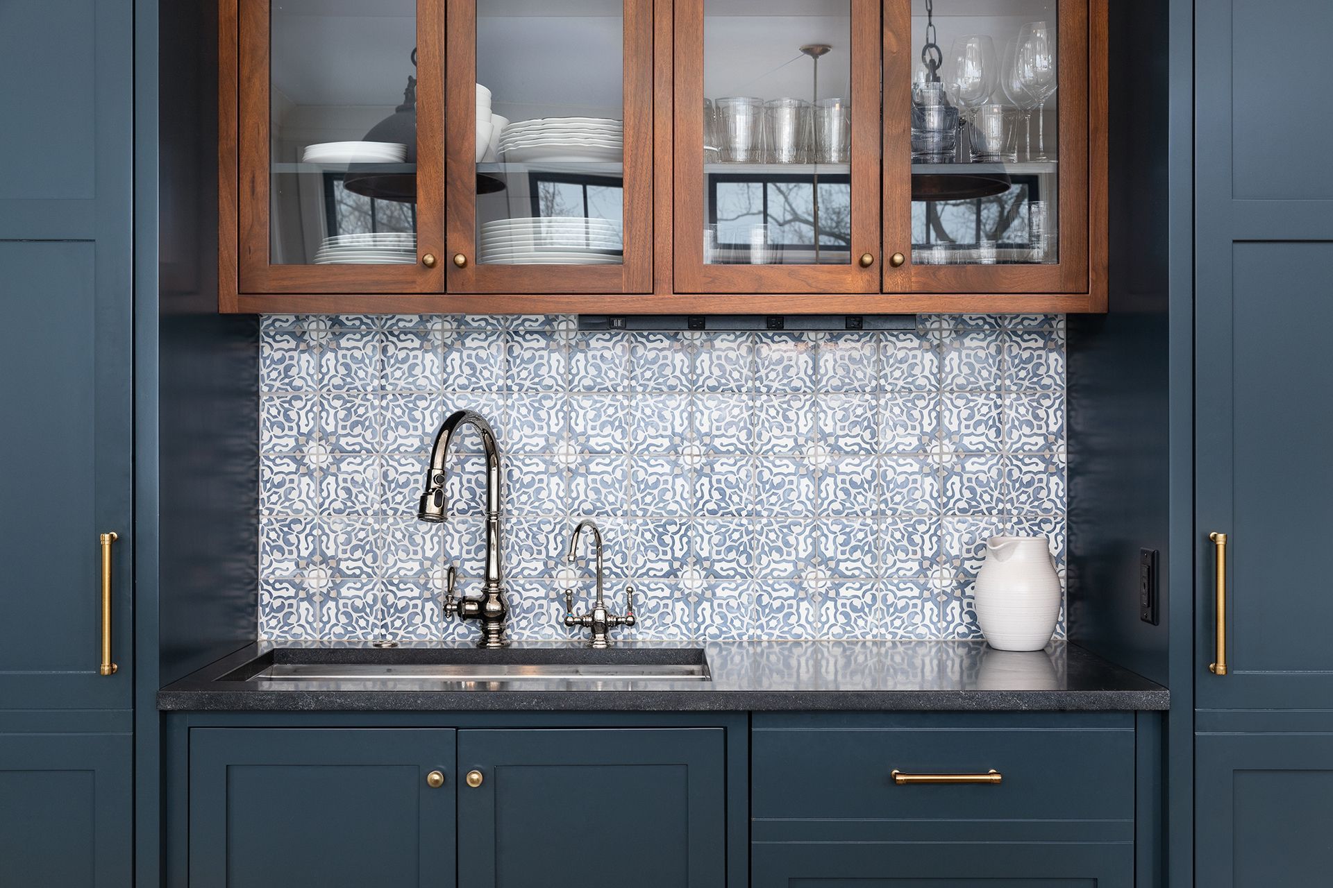 A Kitchen with Blue Cabinets
