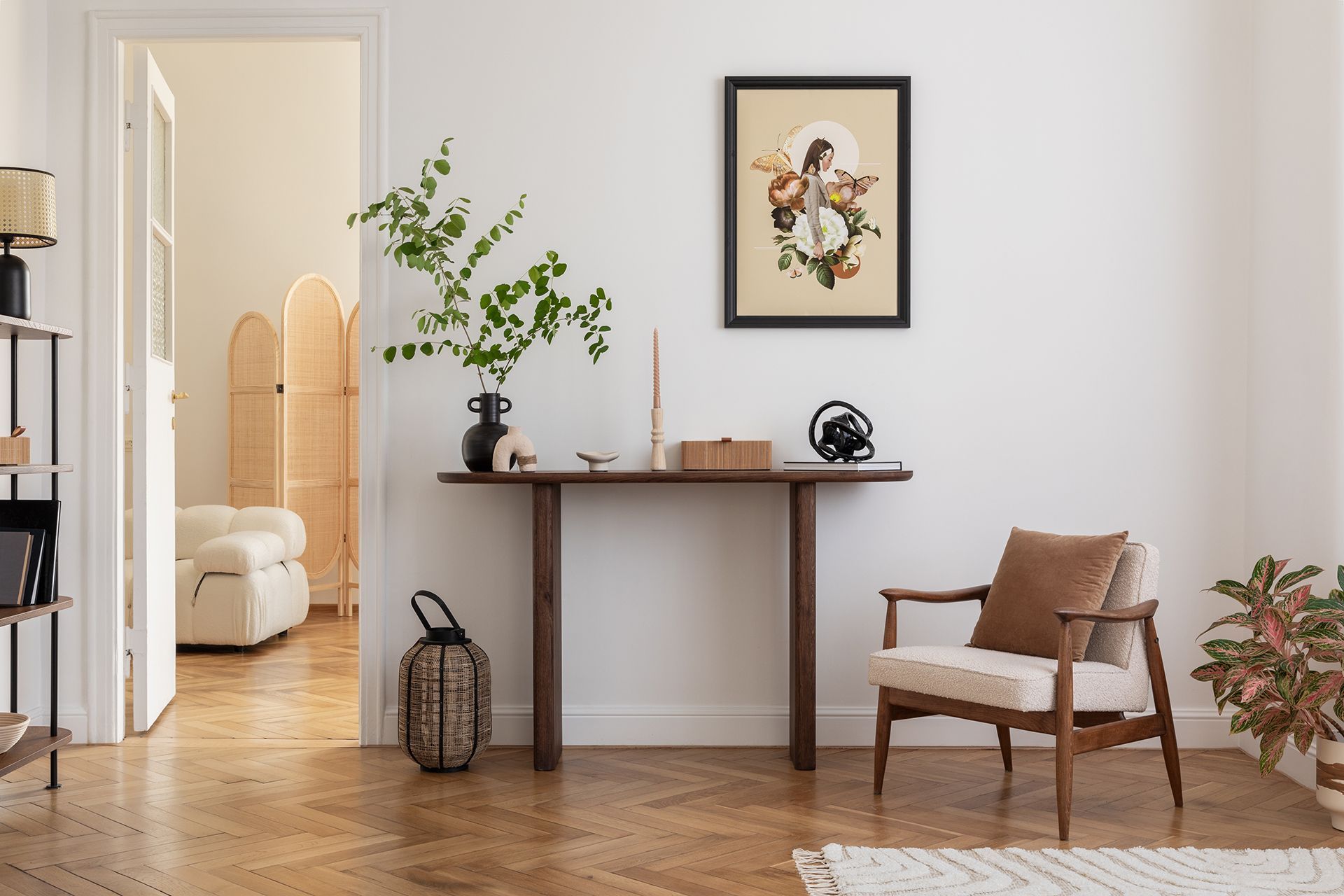 A Living Room with Painting on Wall