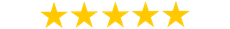 Five gold stars, indicating a high rating or level of achievement.