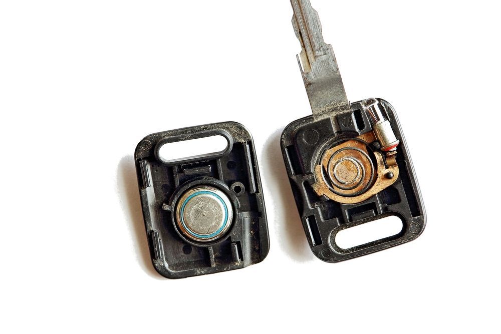 Two Black Car Key Halves, Showing Internal Components — Active 247 Locksmith and Security Services Forster In Tuncurry, NSW