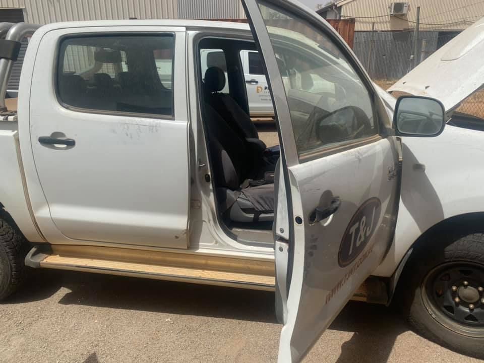 White Pickup Truck With Open Doors, Parked Outdoors — Active 247 Locksmith and Security Services Forster In Forster, NSW