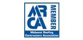 Blue square logo of MRCA, with 