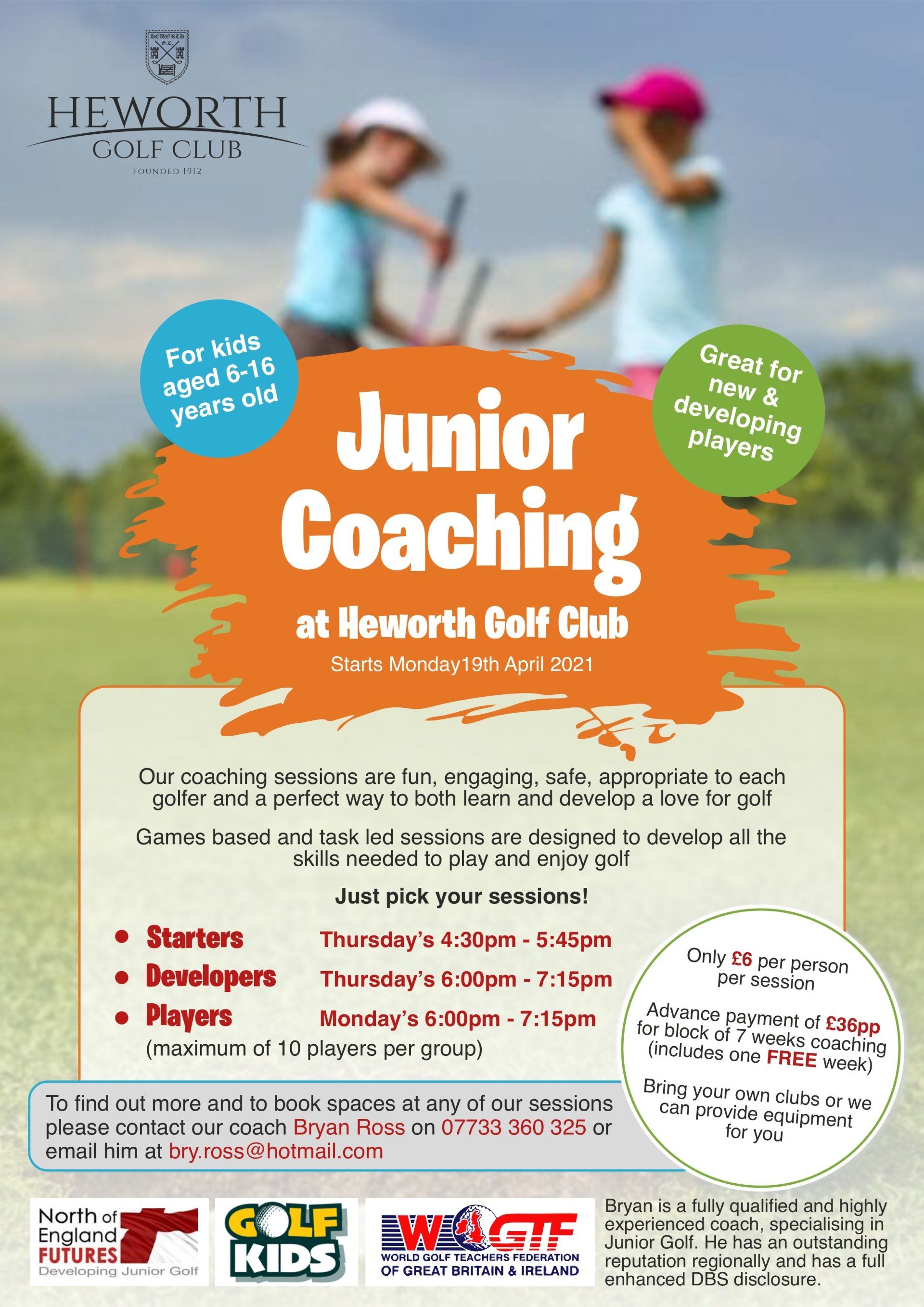 A poster for junior coaching at newworth golf club