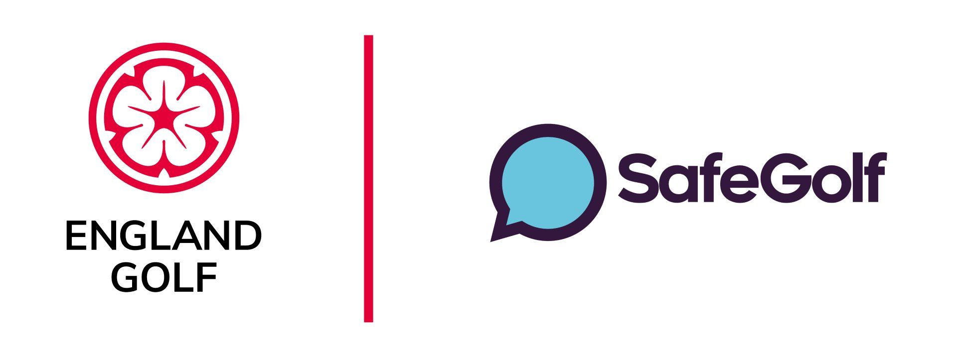 Two logos for england golf and safegolf on a white background.