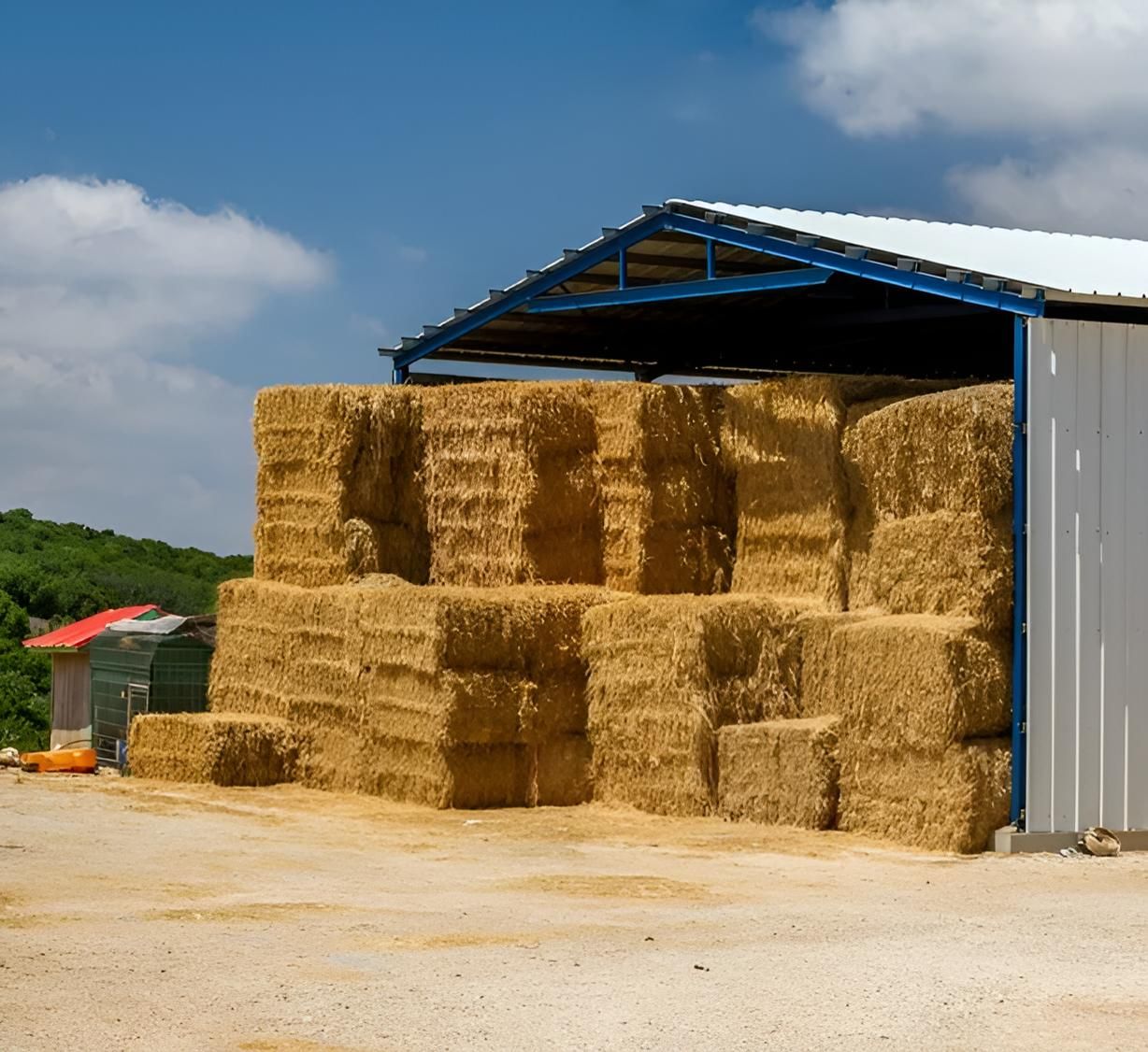 Bales of Hay Are Stacked in Front of a Building — MacCallum & Company In Scone, NSW